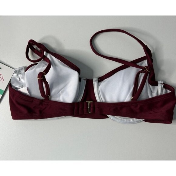 NWT 2 Piece On The Beach Burgundy Bathing Suits Size Medium and Large - Picture 3 of 6